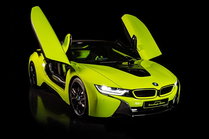 Alcantara und BMW präsentieren zusammen den BMW <span style="text-transform: lowercase;">i8</span> Roadster LimeLight Edition