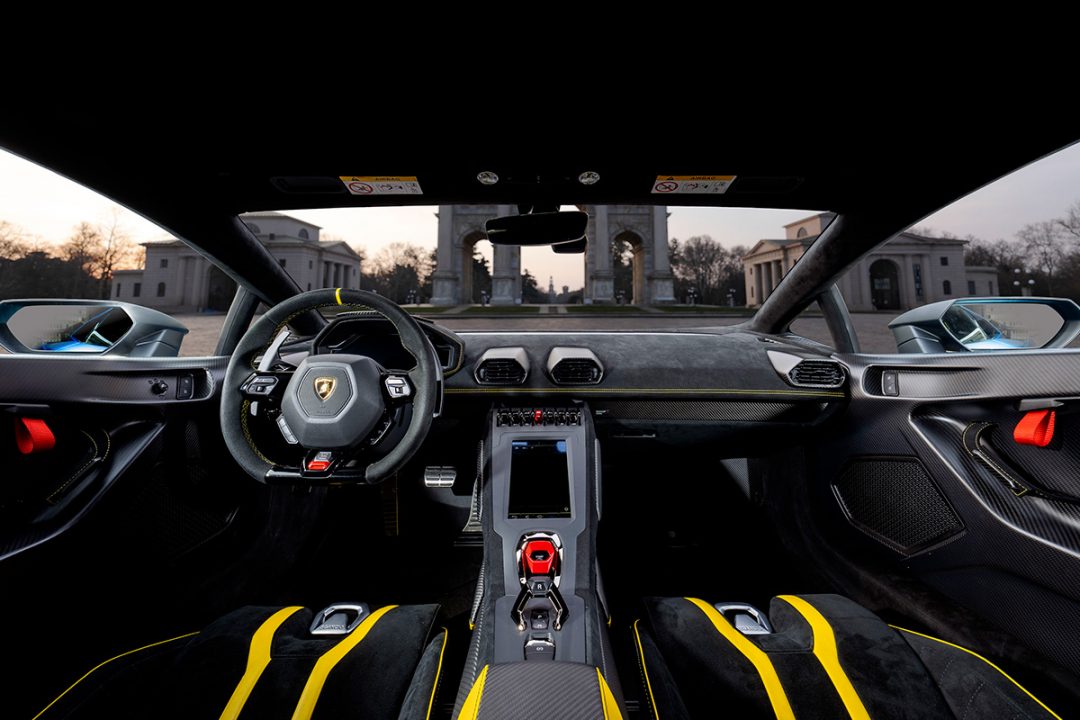 Interiors in Alcantara Aventador Ultimae and Huracan STO